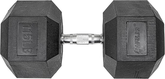 Lifeline Fitness Hex Dumbbells, Rubber Wrapped Hex Dumbbells, Premium Quality, Ergonomic Knurled Handle, Dumb Bells for Exercise, Home Gym Exercise Weights