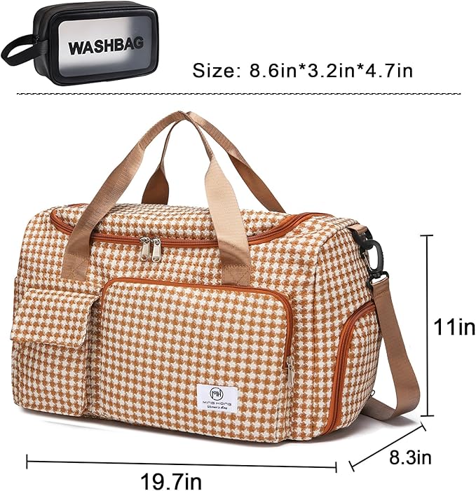 Small Gym Bag for Women, Travel Duffle Bag Carry On Weekender Bag with Shoe Compartment