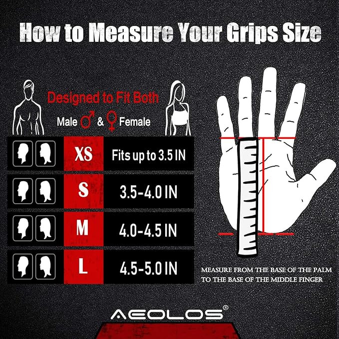 AEOLOS Leather Gymnastics Hand Grips-Great for Gymnastics,Pull up,Weight Lifting,Kettlebells and Cross Training