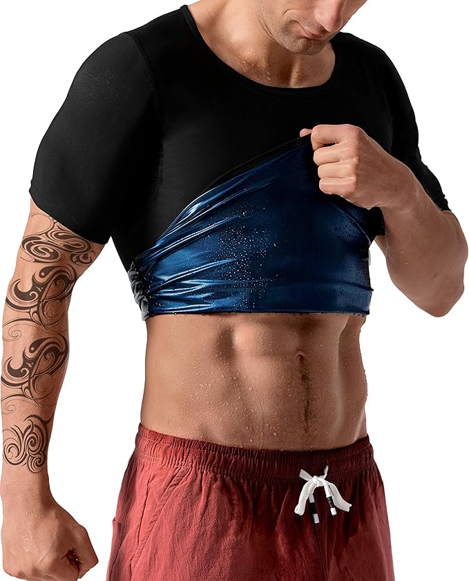 Men Sauna Shirt Sweat Suit Slimming Vest Workout Tank Top Waist Trainer Shaper