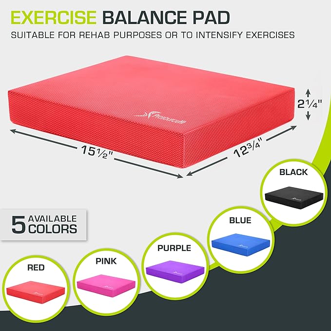 ProsourceFit Exercise Balance Pad – Cushioned Non-Slip Foam Mat & Knee Pad for Fitness, Stability Training, Physical Therapy, Yoga