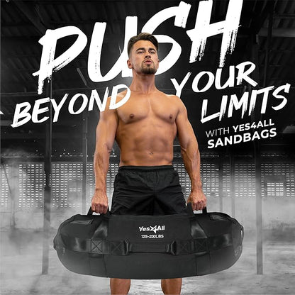 Yes4All Sandbags for Working Out, Adjustable Sand Bags for Weight Training with Handles, Multiple Colors & Sizes 5-200lbs