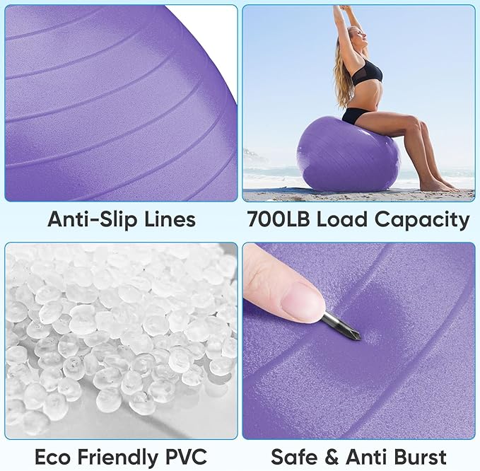 APEXUP Yoga Ball Exercise Ball, Pilates Ball, Anti Slip Stability Ball, Heavy Duty Gym Ball for Fitness, Balance, Core Workout, Physical Therapy