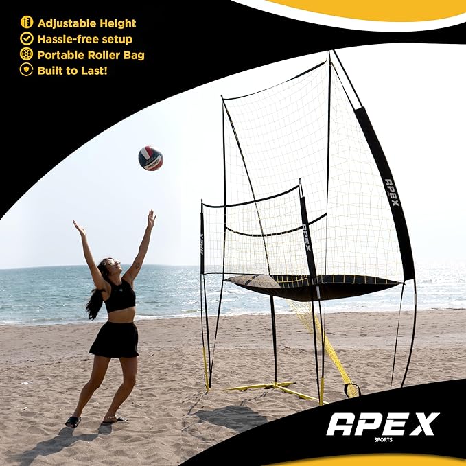 Volleyball Training Net System - Sturdy, Adjustable, and Portable | Improve Accuracy, Technique, and Skills | Ideal for Indoor/Outdoor Use | Easy Assembly & Storage |