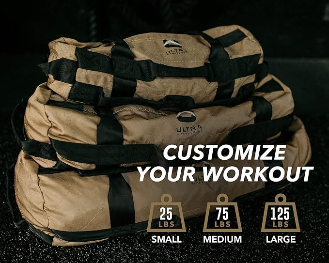 Ultra Fitness Workout Exercise Sandbags - Heavy Duty Sand-Bag, Functional Strength Training, Dynamic Load Exercises, WODs, General Fitness and Military Conditioning