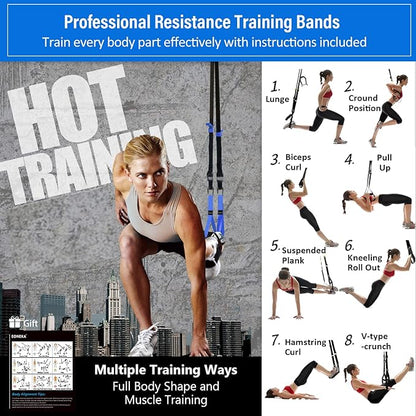 Resistance Bands Set with Handles, Eoneka Bodyweight Resistance Training Straps, Fitness Resistance Trainer Kit for Full Body Workout Indoor or Outdoor Gym