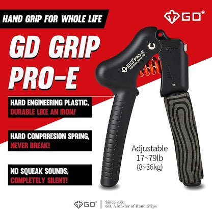 GD Grip Strength Trainer (Premium Adjustable Grip Strengthener for Forearm Training) Wrist and Forearm Strengthener