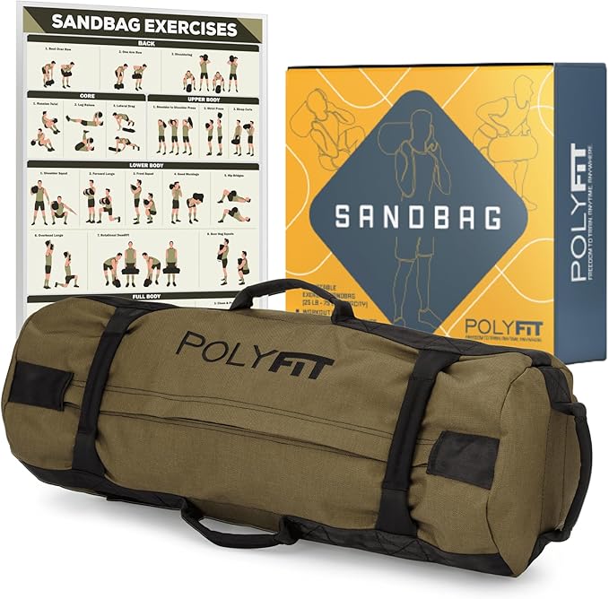 Polyfit Classic Sandbag - Heavy Duty Workout Sandbag for Fitness with 8 Gripping Handles for Sand Bag Weight Training - Multiple Colors & Sizes