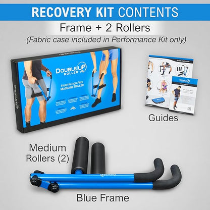 DoubleUP Roller Recovery Kit - Muscle Massager with Lever-Action Pressure Control and Quick-Change Rollers