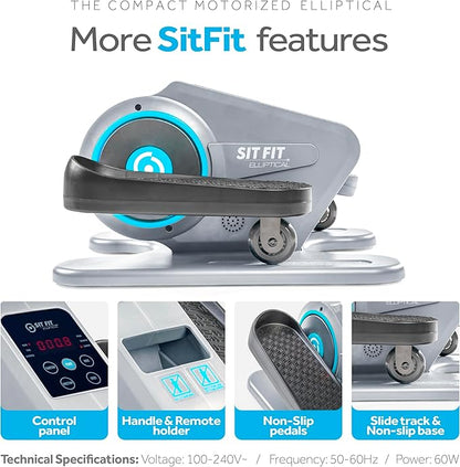 SITFIT, Sit Down and Cycle! Powered Foot Pedal Exerciser for Seniors, Under Desk Elliptical Exercise Bike, Leg Exerciser While Sitting. Peddler Exerciser Mini Bike, Portable Rehabilitation Equipment.