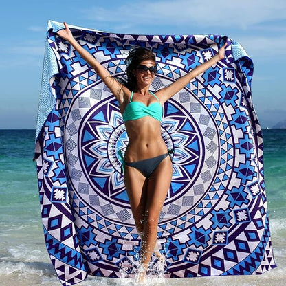 Elite Trend Microfiber Beach Towel - XXL 72x72 Inch Sand Free Quick Dry Towel for Travel, Swimming, Pool, Yoga, Hiking, Camping – Lightweight Fast Drying Microfiber Towel Compact for Adults