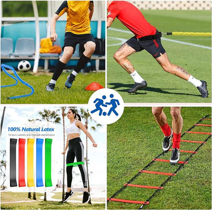 Soccer Agility Training Equipment 20FT Agility Ladder,4 Speed 15 Cones,