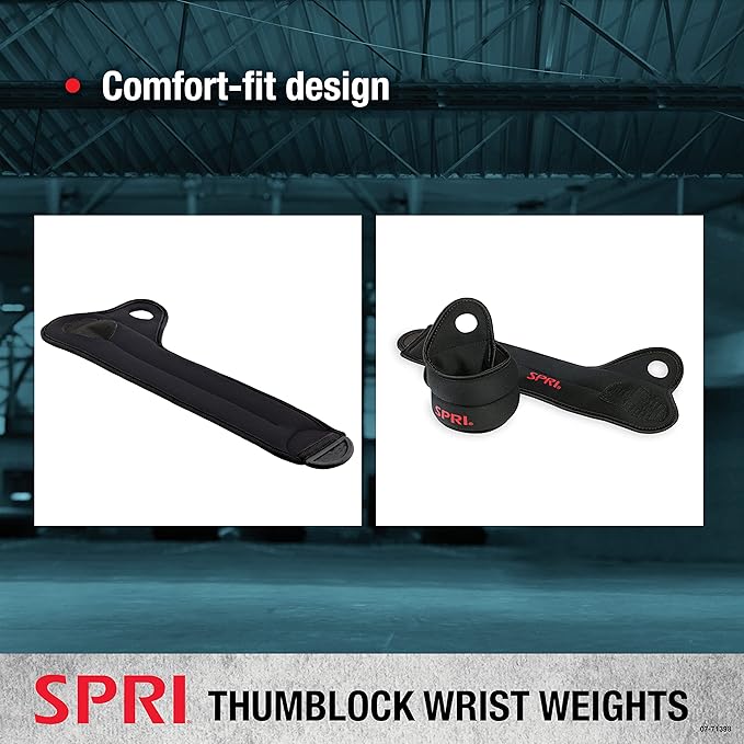 SPRI Wrist Weights Thumblock Arm Weights Set for Women & Men (Available in 2lb or 4lb Sets)