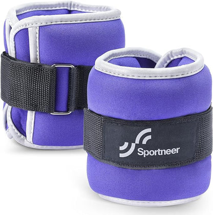 Sportneer Ankle Weights Wrist Weights for Women and Kids, Strength Training Wrist Hand Cuff Weights Set Comfortable and Soft Perfect for Dancing Running Walking Fitness Workout, 0.5 lbs Each Pack, 1 Lbs Pair (Purple)