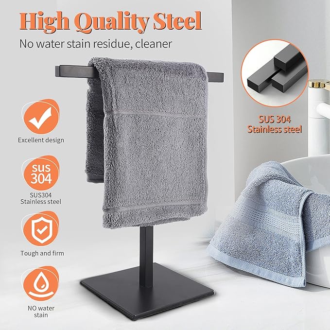 Bathroom Hand Towel Holder Stand，T-Shape Hand Towel Holder Stand SUS304 Stainless Steel for Bathroom，Kitchen or Vanity Countertop