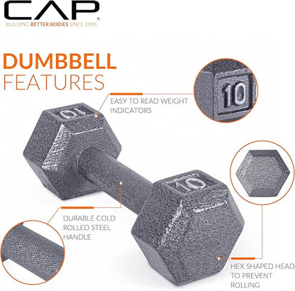 CAP Barbell Cast Iron Hex Dumbbell, Single, 12 lb