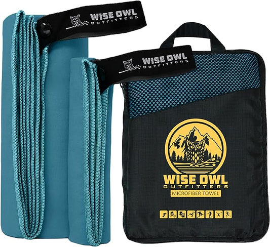 Wise Owl Outfitters Camping Towel - Camping Accessories, Quick Dry Microfiber Towel for Travel, Hiking, Yoga, Workout, and Backpacking