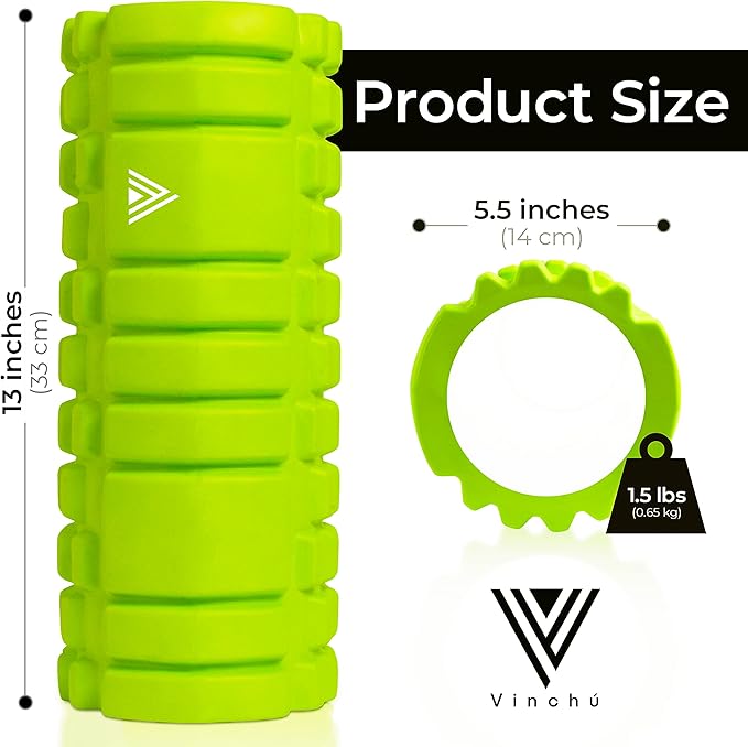 The Vinchu Foam Roller - Deep Tissue Massage Muscle Roller and Stretching Equipment for Sustainable Strength and Myofascial Trigger Point Release (Spring Green, L)