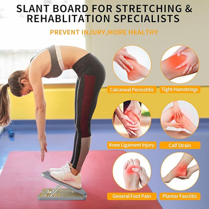 Slant Board for Calf Stretching, Adjustable Wooden Wedge Squat Block Incline Step Posture Stretcher Physical Therapy for Plantar Fasciitis Ankle Foot Heel Knee Workouts Balance Exercise Muscle Trainer