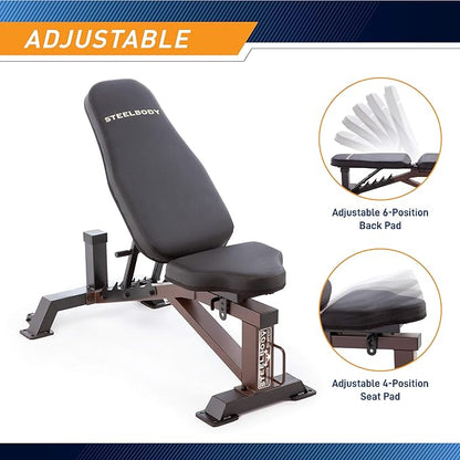 Steelbody Deluxe Utility Weight Bench for Home Gym Weightlifting and Strength Training