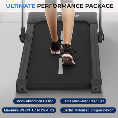 SereneLife Foldable 2 in1 Treadmill & Walking Pad with Remote Control, Compact Under Bed, 2.5 HP, App Support, Easy Assembly and Storage, for Walking or Jogging, 265lbs Capacity