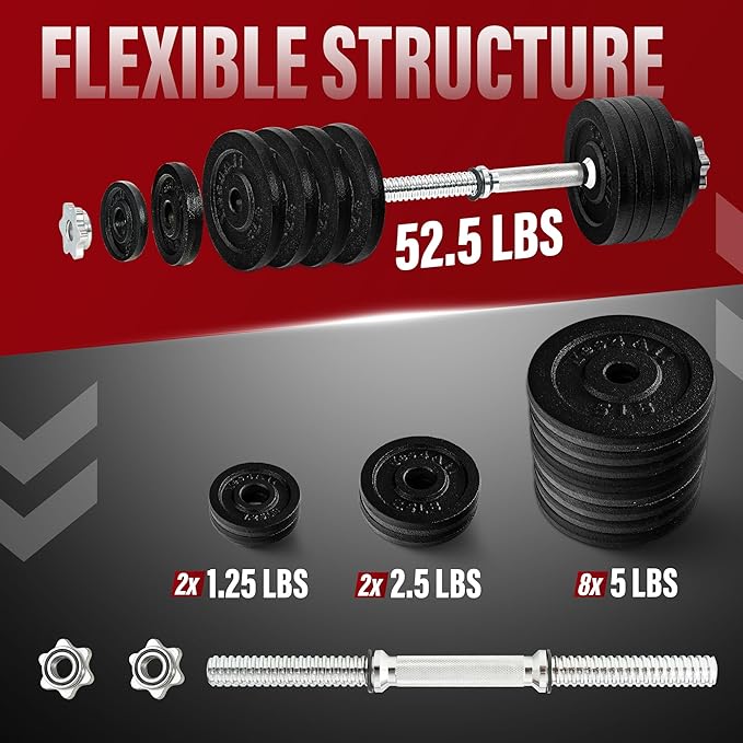 Yes4All Adjustable Dumbbell Set with Weight Plates, Star Lock Collars/Connector, 40lbs to 200lbs Adjustable Weight Plates Set