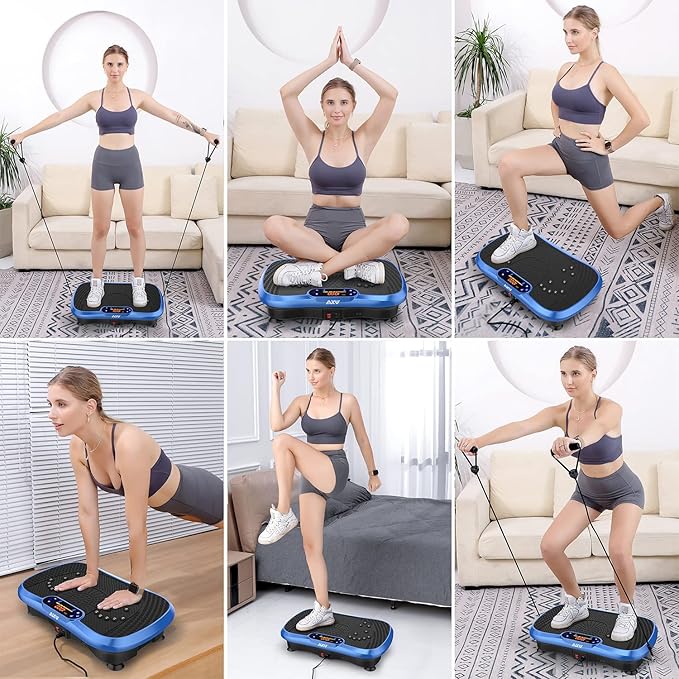 Vibration Plate Fitness Platform Exercise Machine Vibrating Shaking Full Body Shaker Workout Power Waver Vibrate Stand Shake Board Sport Gym for Weight Loss Fat Burner for Women Men