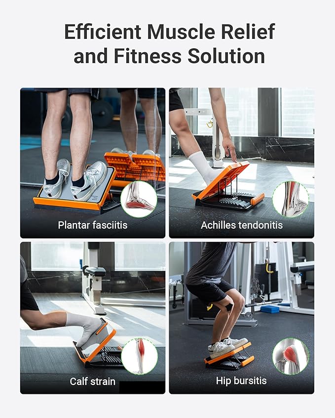 3-in-1 Multifunctional Slant Board with Resistance Band and Sit-Up Bar, Wide Calf Stretcher for Ankle and Foot Stretching, Adjustable 9-Level Balance Board for Physical Therapy and Home Exercise