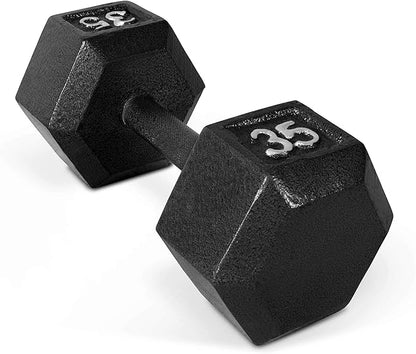 CAP Barbell Black Cast Iron Hex Dumbbell | 5-120 LBs | Single or Pair