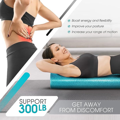 Yes4All High Density Foam Roller for Back, Variety of Sizes & Colors for Yoga, Pilates - Turquoise - 24 Inches