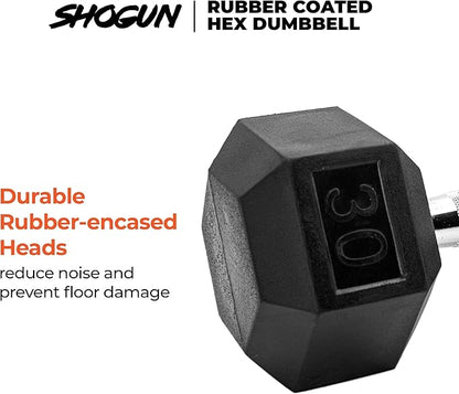 Shogun Hex Dumbbells. Available Hex Dumbbells from 5-55 LBS For Home Workouts, Weight & Strength Training. 5 to 20 LB Hex Dumbbells Sold in Pairs. 25 to 55 LB Hex Dumbbells Sold as Single.