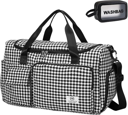 Small Gym Bag for Women, Travel Duffle Bag Carry On Weekender Bag with Shoe Compartment