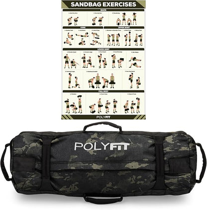 Polyfit Classic Sandbag - Heavy Duty Workout Sandbag for Fitness with 8 Gripping Handles for Sand Bag Weight Training - Multiple Colors & Sizes