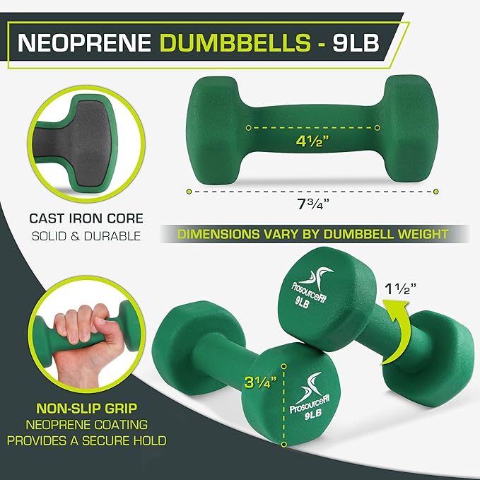 ProsourceFit Neoprene Dumbbell Coated for Non-Slip Grip, 4 lb