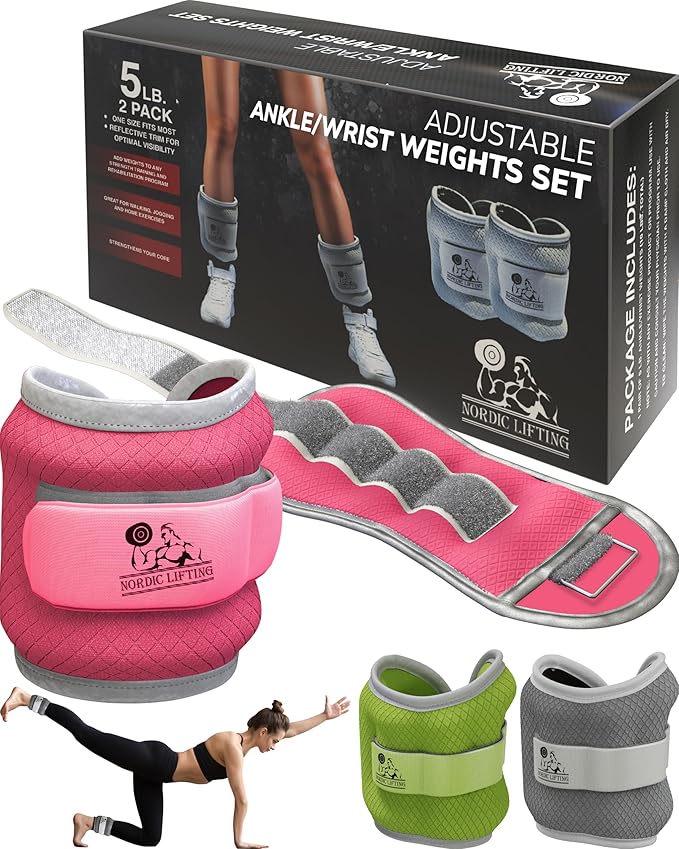 Ankle/Wrist Weights (1 Pair) for Women, Men and Kids - Fully Adjustable Weight for Arm, Hand & Leg - Best for Walking, Jogging, Gymnastics, Aerobics - 1 Year Warranty