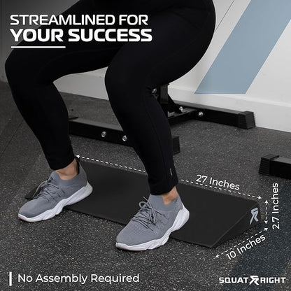 Squat Wedge - Premium Extra Wide & Durable Incline Slant Board - Calf Stretcher with Anti-Tip Design - Ideal for Enhancing Strength Weightlifting, Physical Therapy, and Improving Mobility