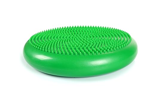 CanDo 30-1870G Inflatable Balance Disc for Balance Training, Proprioception, Strengthening Lower Extremities, Posture, Back Pain, Stress Relief, Restlessness and Anxiety, Green, 14" Diameter