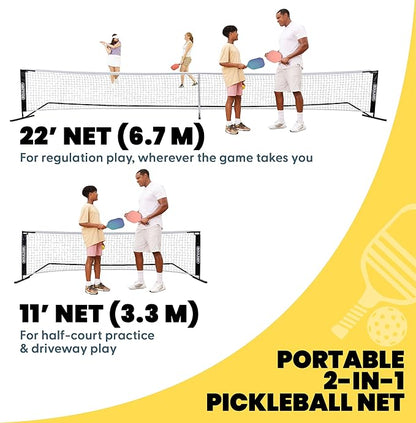 Boulder Badminton Pickleball Net - Adjustable Portable Net for Junior Tennis, Kids Volleyball & Soccer, and Backyard Games - Easy Setup Nylon Sports Net with Poles 10 ft/14ft/17ft/22ft Wide