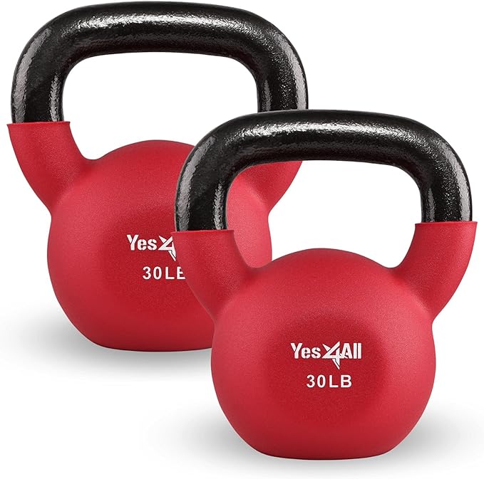 Yes4All Neoprene Coated/Adjustable Kettlebell & Kettlebell Sets - Hand Weights for Home Gym & Dumbbell Weight Set training