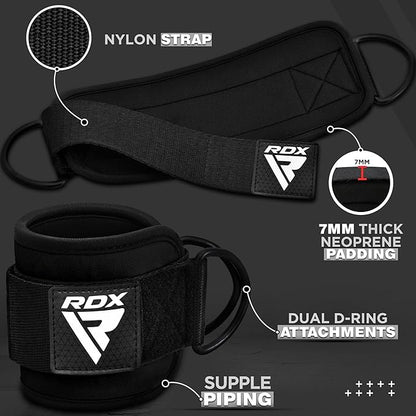 RDX Ankle Straps for Cable Machines Resistance Bands Attachment 7mm Neoprene 10”x4”, Gym