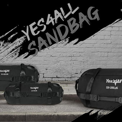 Yes4All Sandbags for Working Out, Adjustable Sand Bags for Weight Training with Handles, Multiple Colors & Sizes 5-200lbs