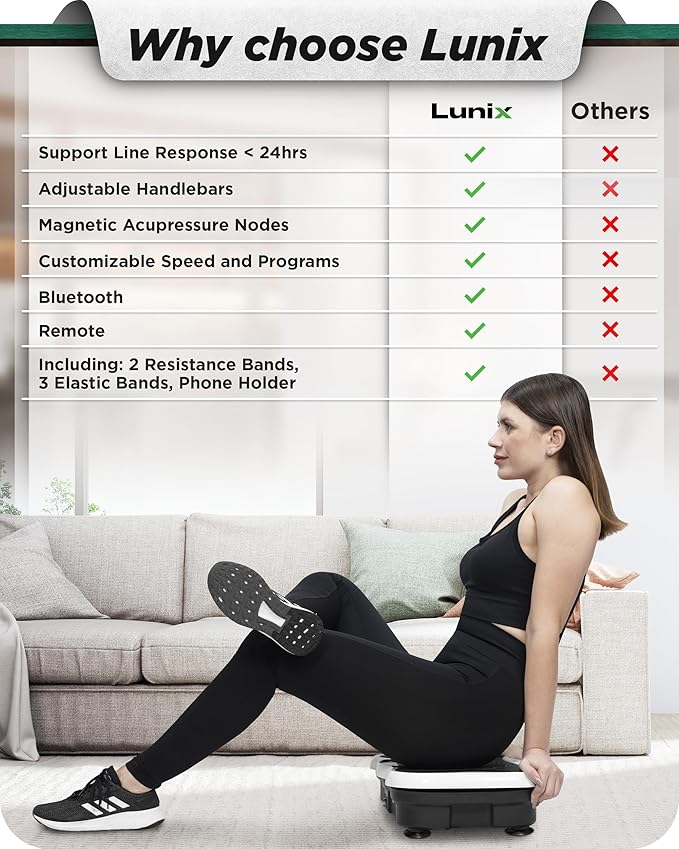 Lunix LX18 Whole Body Vibration Plate with Handles & Magnetic Acupoints, Power Plate Vibration Platform, Vibration Plate for Lymphatic Drainage, Vibrating Exercise Machine, with Phone Holder