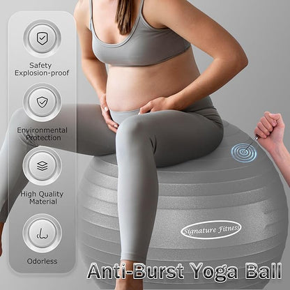 Anti-Burst and Slip Resistant Exercise Ball Yoga Ball Fitness Ball Birthing Ball with Quick Pump, 2,000-Pound Capacity, Multiple Colors and Sizes