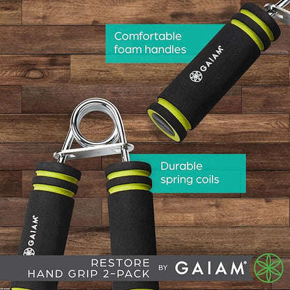 Gaiam Restore Hand Grip 2-Pack - Hand Strengthener Grips Foam Handle Medium Resistance for Physical Therapy, Arthritis, Carpel Tunnel, Finger, Forearm & Hand Pain Relief