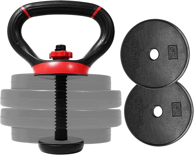 Yes4All Adjustable Kettlebell Handle for Weight Plates, Dumbbell Converter for Strength Training Kettlebells, Home Gym