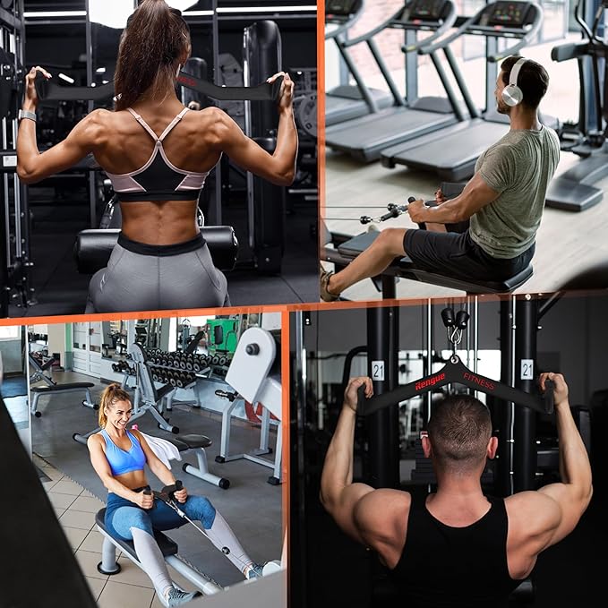 LAT Pull Down Bar T-Bar V-Bar Pulley Cable Machine LAT Pulldown Attachments Back Tricep Pull Down Attachment Strength Training Handle Grips LAT Pulldown Bar Press Down Exercises for Home Gym