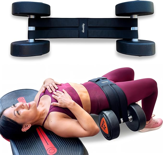 Hip Thrust Belt For Dumbbells Heavy, Kettlebells, Plates, Hip Thrust Band for Women/Men, Double Hook & Loop Booty Builder, Glute Workout Equipment for All Shapes, Use at Home/Gym