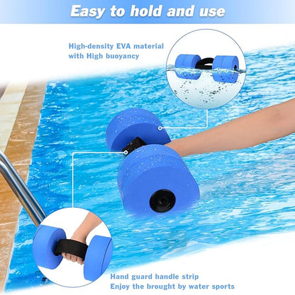 Aquatic Exercise Dumbbells Water Dumbbell Pool Resistance Aquatic Fitness Barbells with 4 High-Density EVA Foam Pool Weights Dumbbells, for Water Aerobics Weight Loss