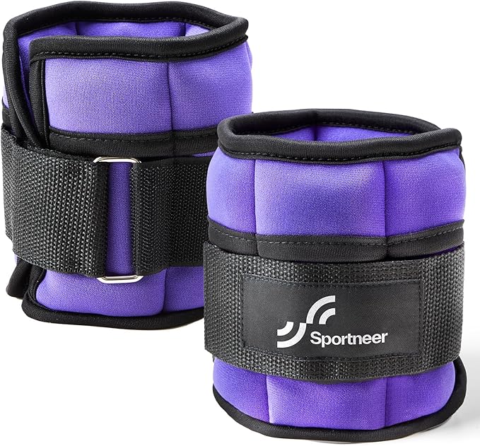 Sportneer Adjustable Ankle Wrist Weights for Men Women Kids, Adjustable Leg & Cuff Weight Straps for Fitness, Walking, Running, Aerobics, Yoga, Gym | 2 lbs for Each Ankle, 1 Pair Total Weight 4 lbs