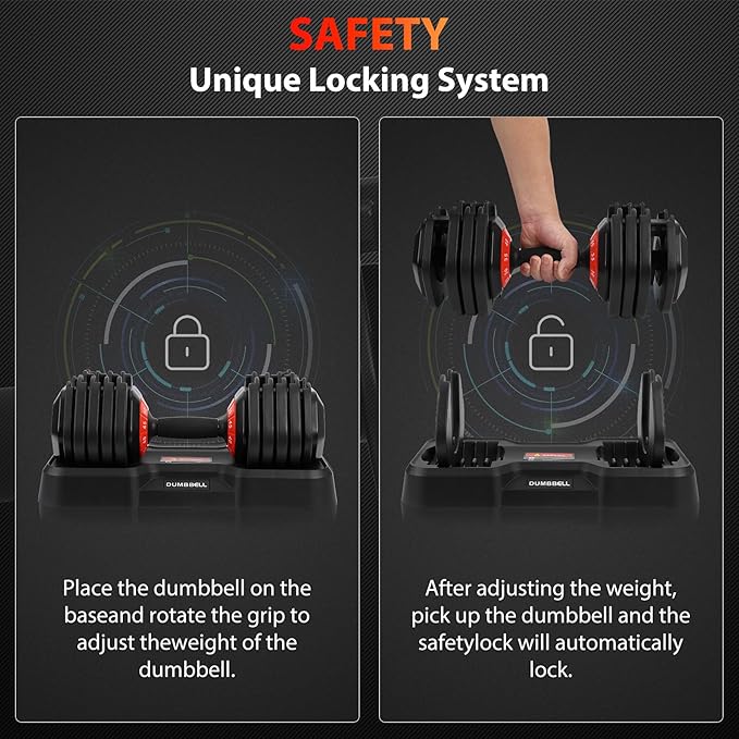 Adjustable Dumbbell Set, 55 lb Single Dumbbell Fast Adjust Dumbbell Weight for Exercises,Dumbbells with Anti-Slip Handle and Weight Plate for Men and Women Home Gym Workout Equipment (55, Pounds)